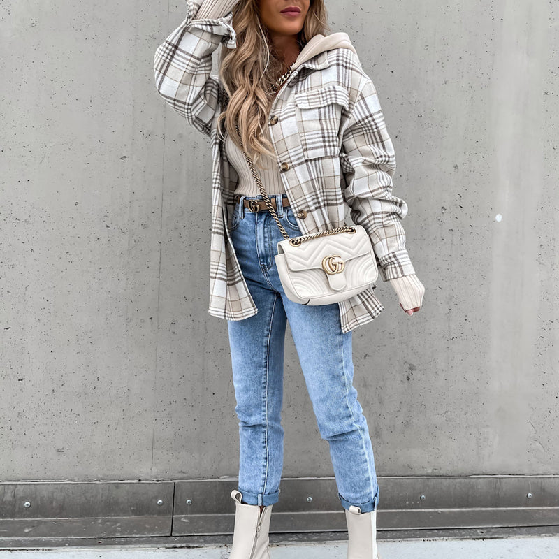 WW | Karo Kapuzenpullover Mantel