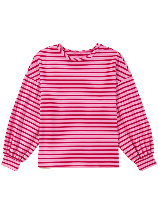 Damen lässiges Sweatshirt mit weit geschnittenen Ärmeln und modernen Streifen WW