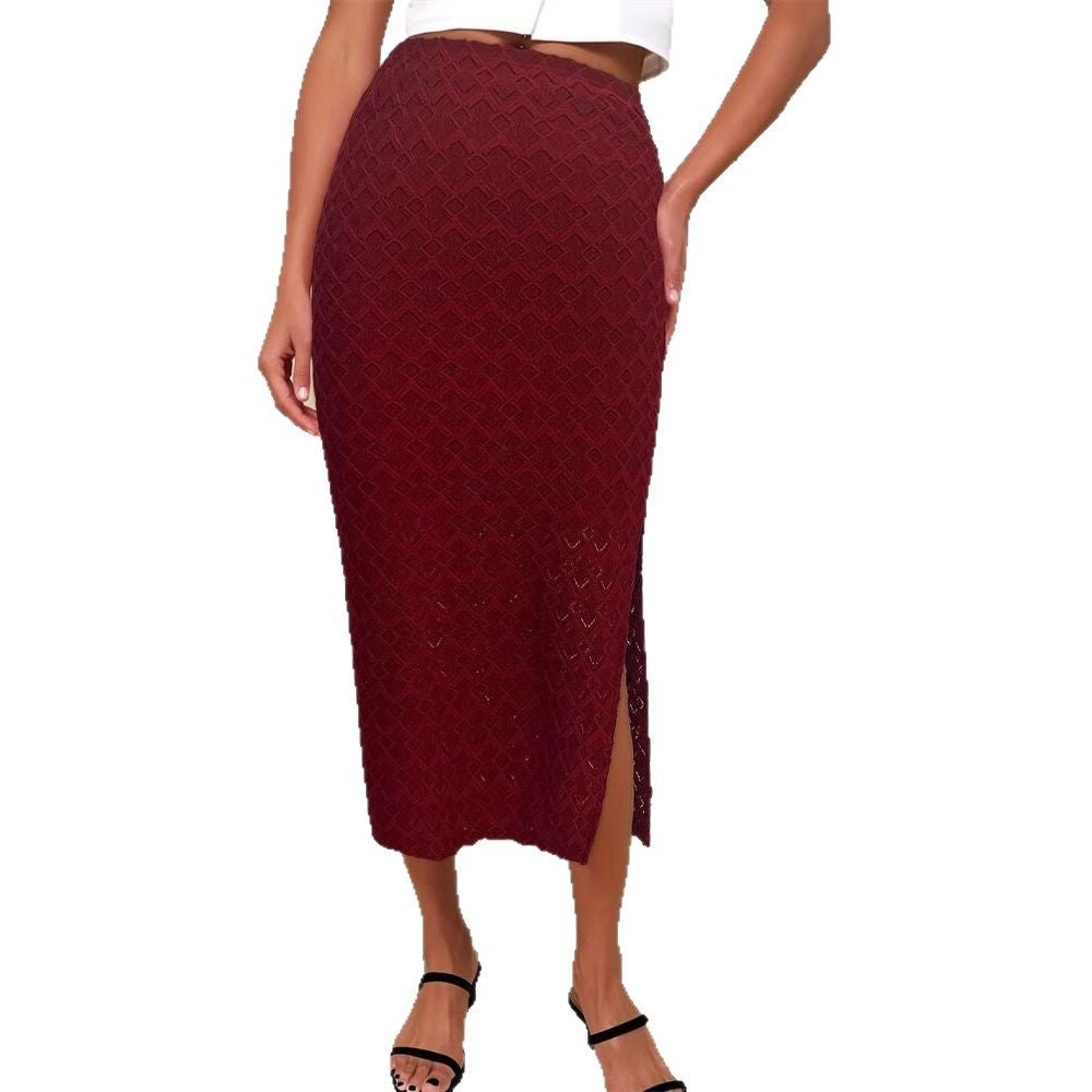 WW | Pencil skirt with textured design and side slit