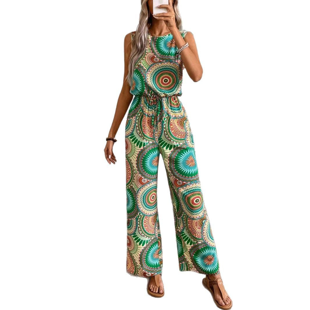 Damen kombiniertes Set mit weitem Bein und dekorativem Muster WW