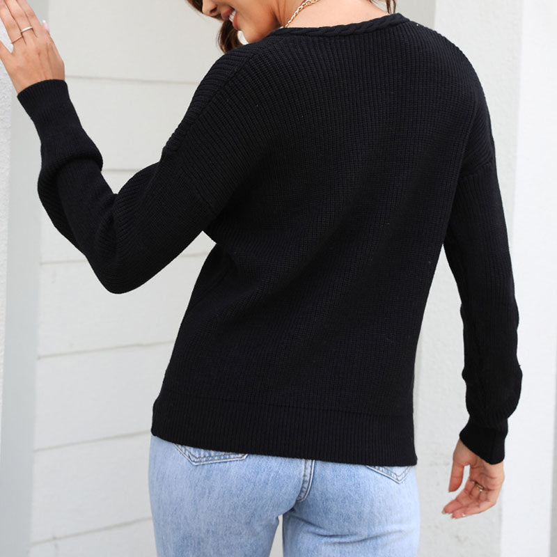 WW | Modischer Pullover Aus Einfarbigem Strickstoff
