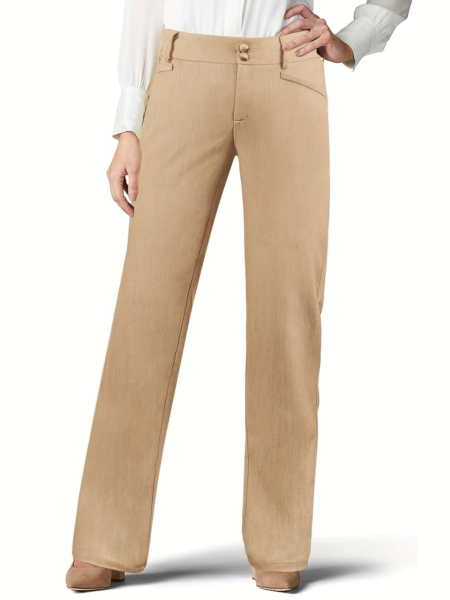 WW | Elegant and Comfortable High-Waist Trousers with Decorative Buttons