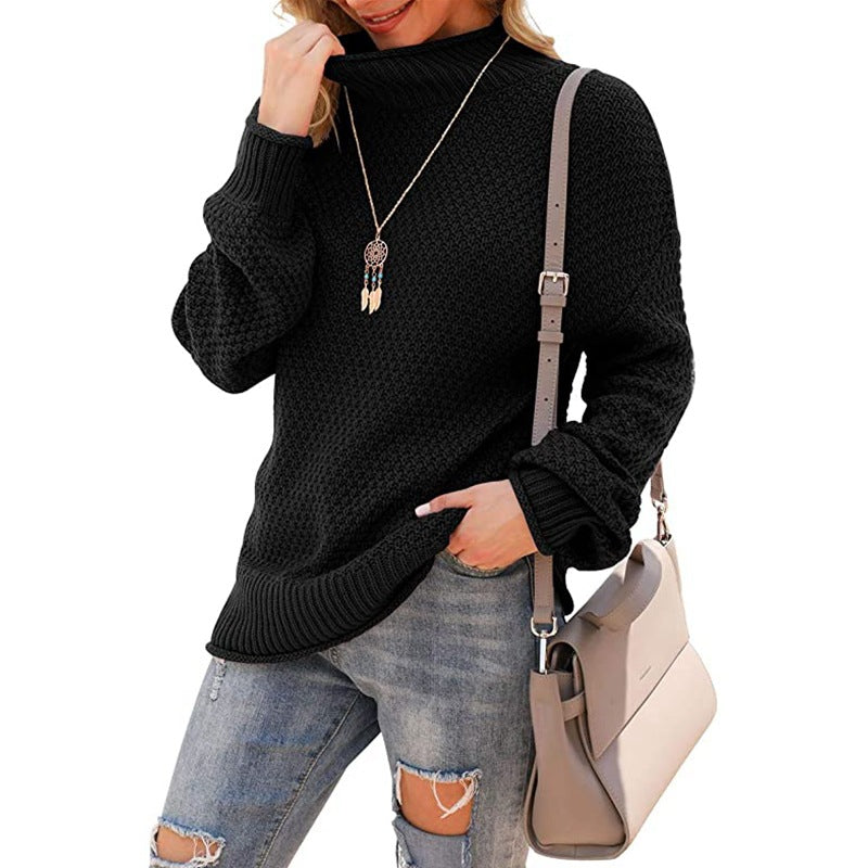 WW | Sweater - Halber Rollkragen Strickpullover - Lässiges Gemütliches Oberteil