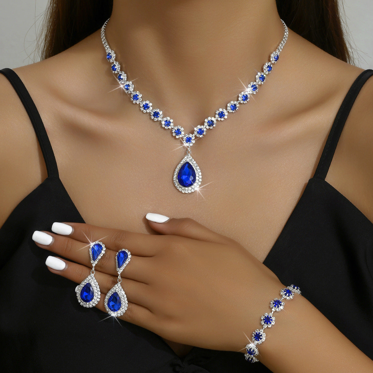 WW - Galvanized Rhinestone Jewelry Set
