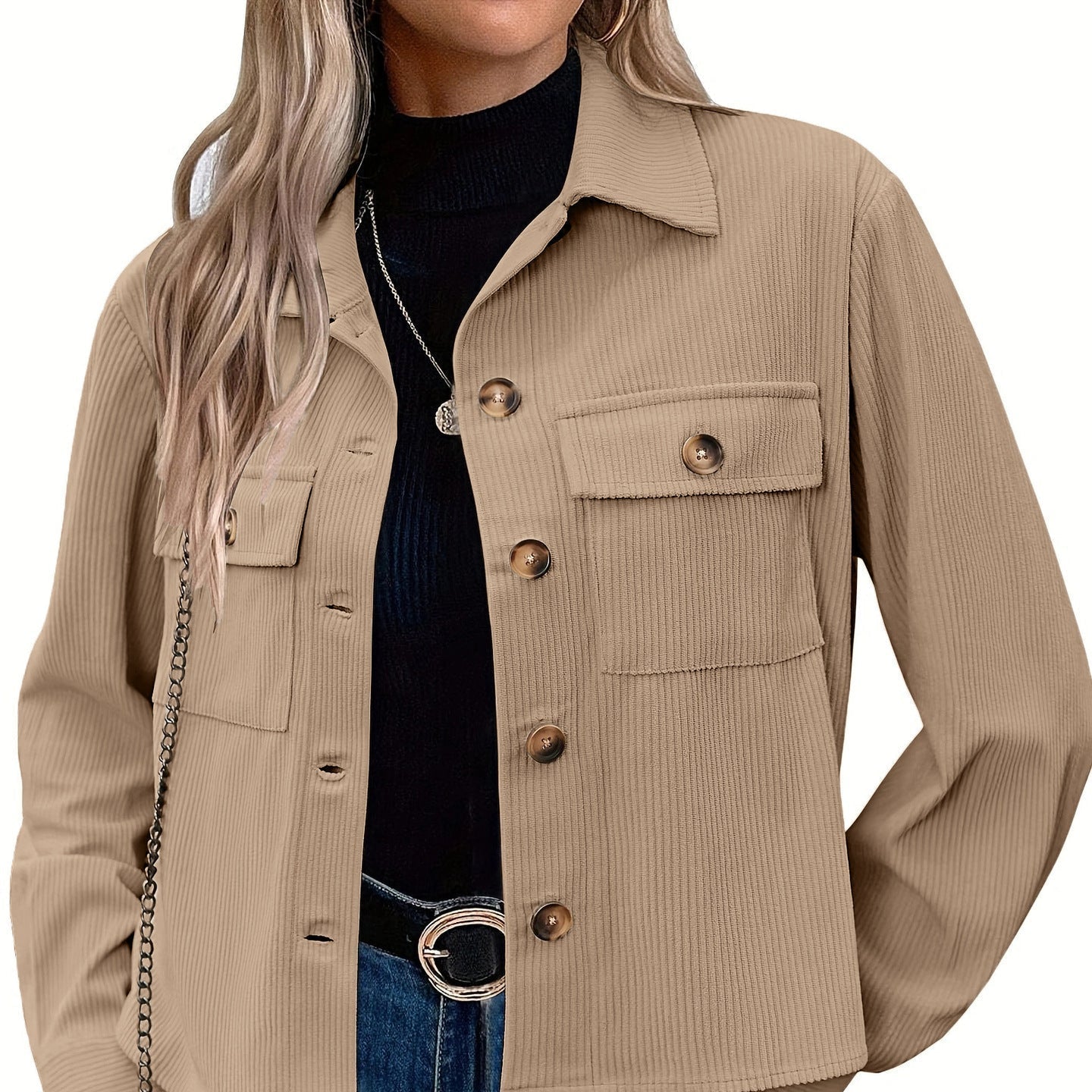WW | Damen Cordjacke mit Brusttaschen