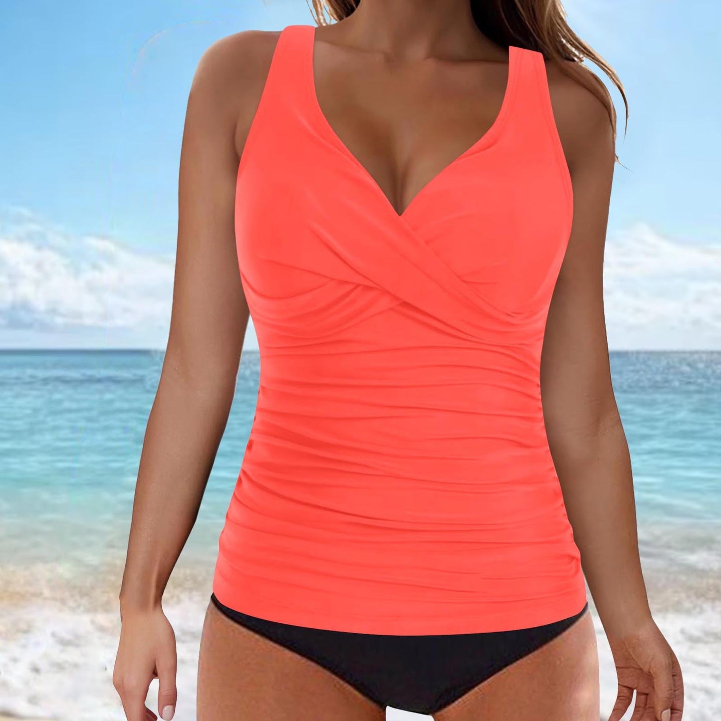 WW | Bauchkontrolle Haken Design Bedrucktes Tankini Set