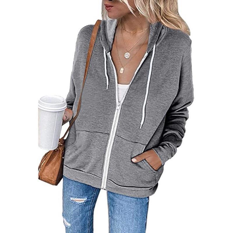 WW | Damen Hoodie Mit Vollem Reißverschluss Und Taschen