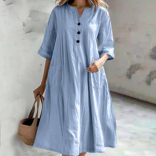 Damen lässiges Strandkleid mit praktischen Taschen WW