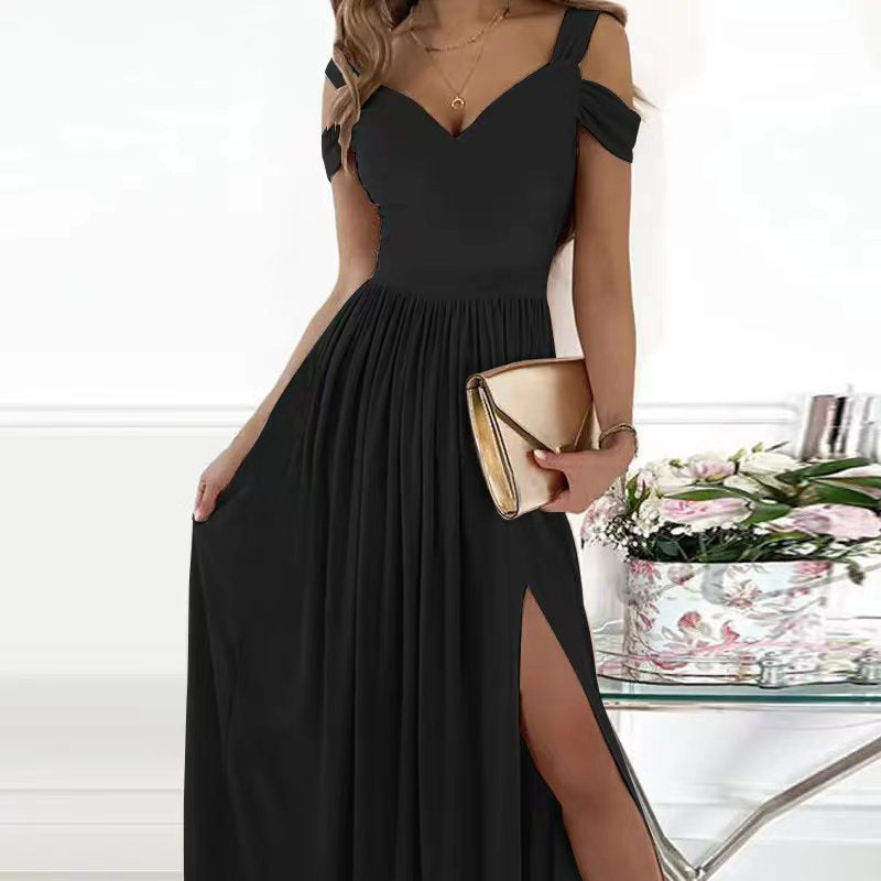 WW | Boho Spaghettiträger Langes Fließendes Kleid Mit Schlitz