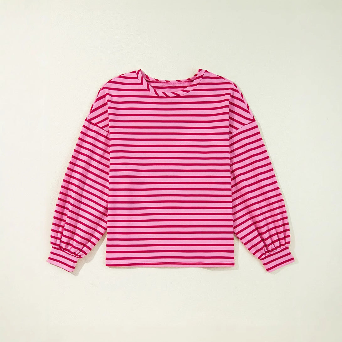 Damen lässiges Sweatshirt mit weit geschnittenen Ärmeln und modernen Streifen WW