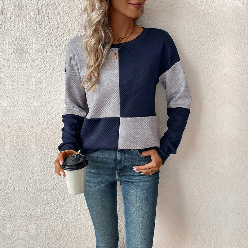 Damen lässiges Sweatshirt mit geometrischem Muster und trendigem Schnitt WW