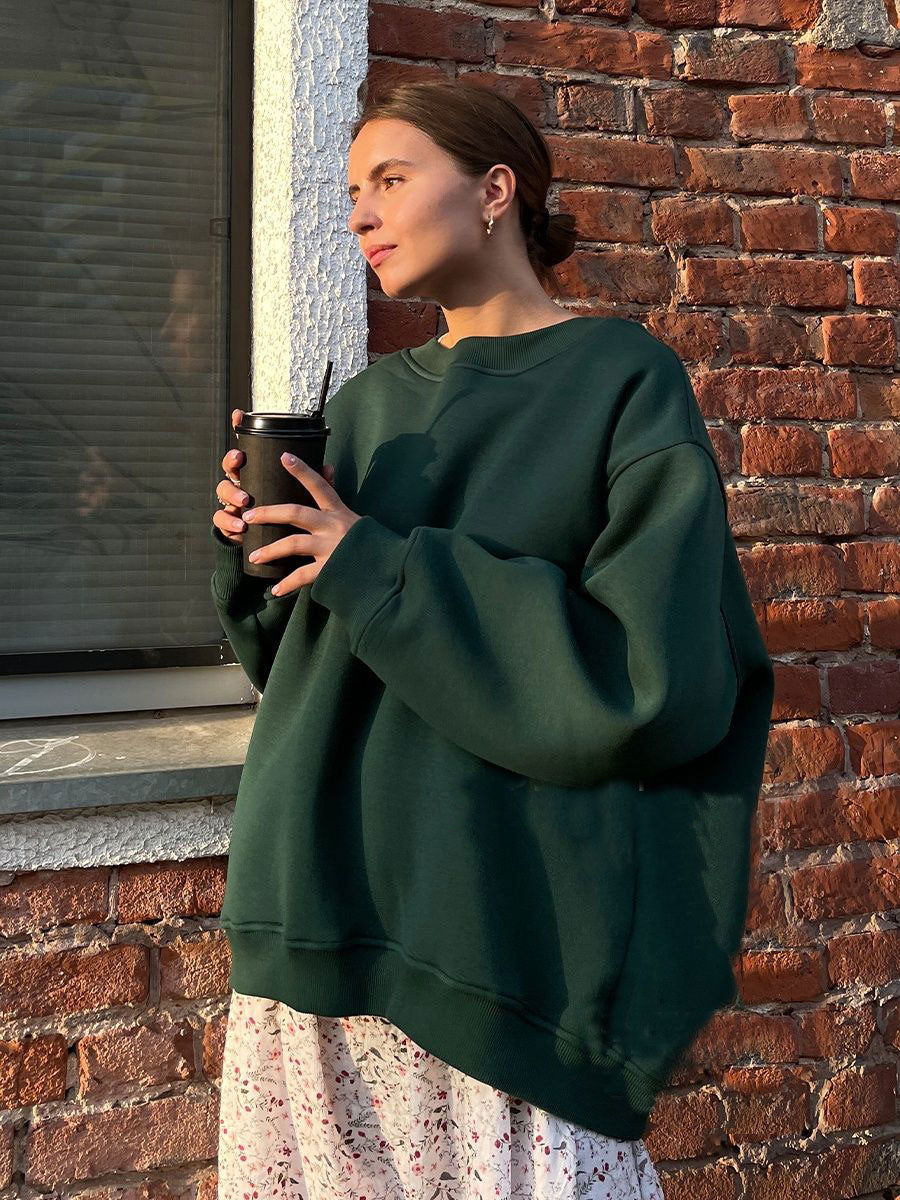 Damen Oversized Sweatshirt mit dropped Shoulder und weichem Fleece-Waren WW