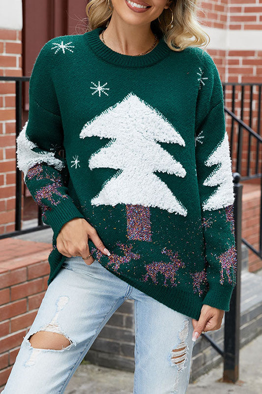 WW Plüsch Weihnachtsbaum Pullover Strickpullover