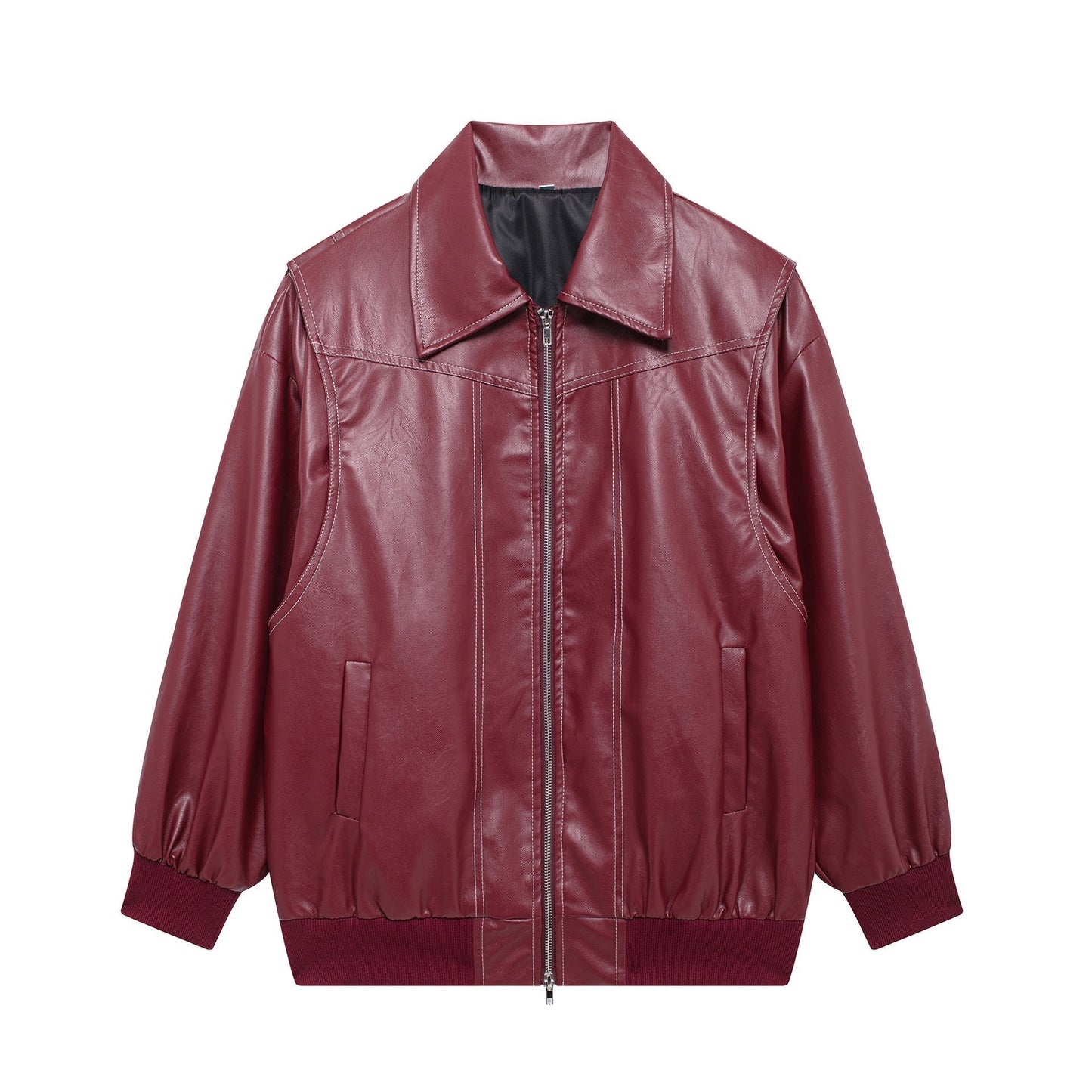 WW | Damen Faux Leder Jacke Elastische Ärmel
