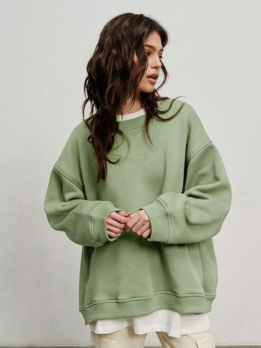 Damen Oversized Sweatshirt mit dropped Shoulder und weichem Fleece-Waren WW