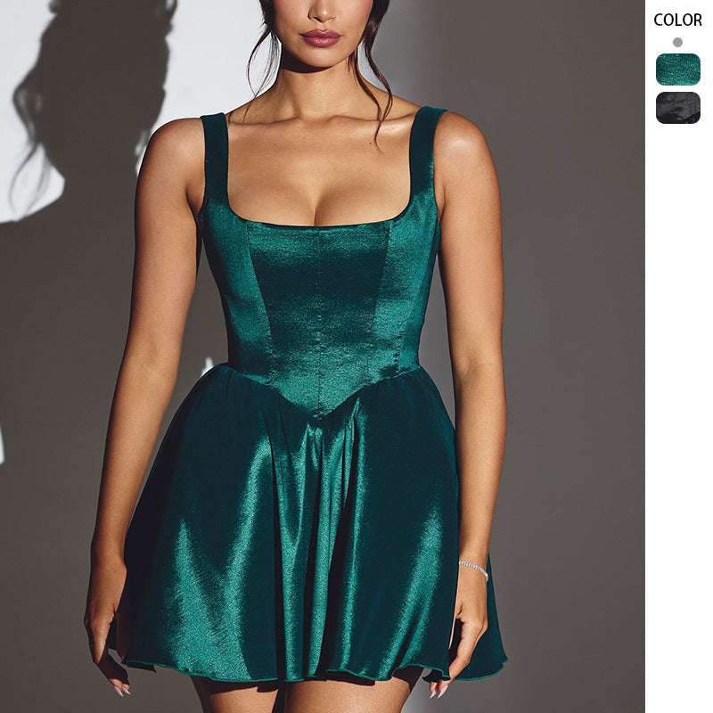 Damen Minikleid mit elegantem Bustier und schwingendem Rock WW