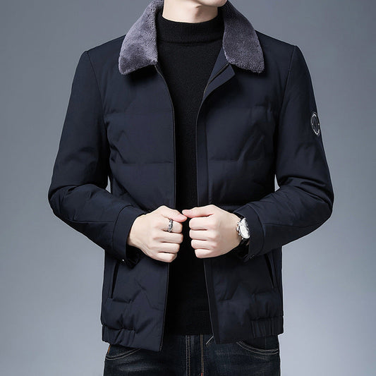 WW | Puffjacke Slim Fit Abnehmbarer Pelzkragen Gepolstert und Warm Kurzes Modell
