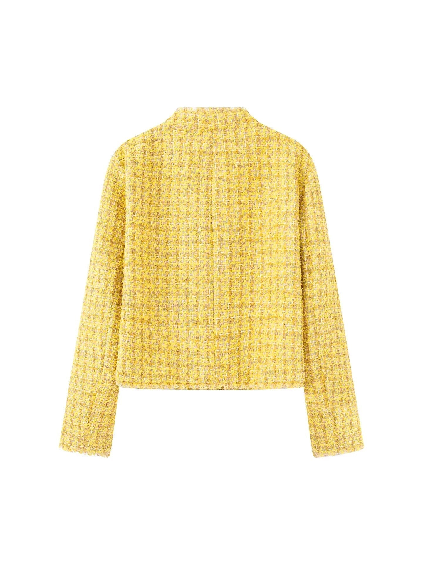 WW | Damen Stilvolle Kurze Jacke Strukturiertes Tweed