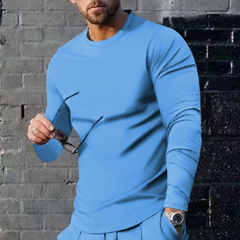Men's long-sleeved T-shirt with a fashionable cut and high-quality cotton blend WW