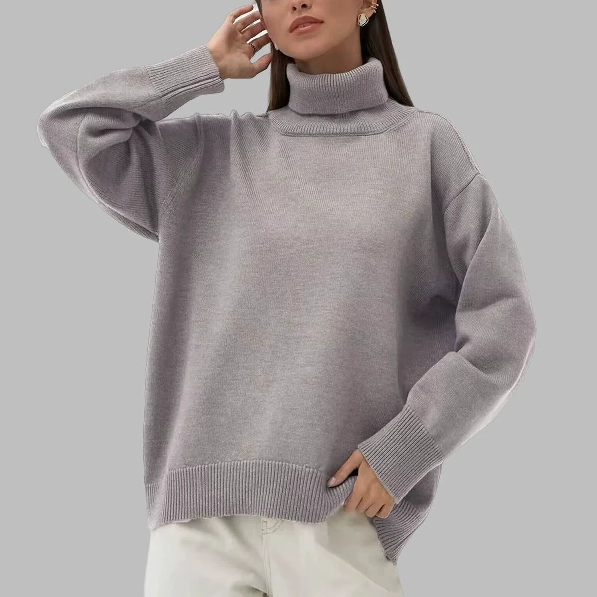 WW | Lässiger Lockerer Rollkragenpullover