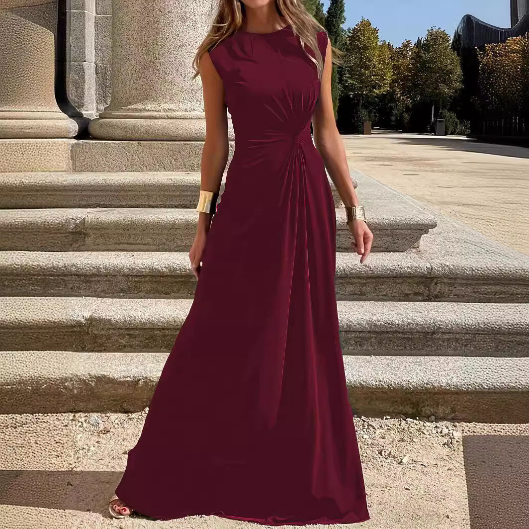 WW | Elegantes Langkleid mit Langen Ärmeln, Revers und Unifarbenem V-Ausschnitt für Damen