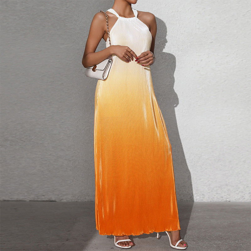 WW | Gradient Spaghetti Strap A-line Long Dress