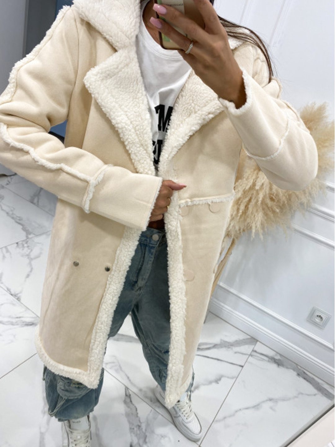 WW | gefütterte PU-Lederjacke - Gemütliche Wärme - Kunstleder WW | Besatz - Winterlich lässig schick