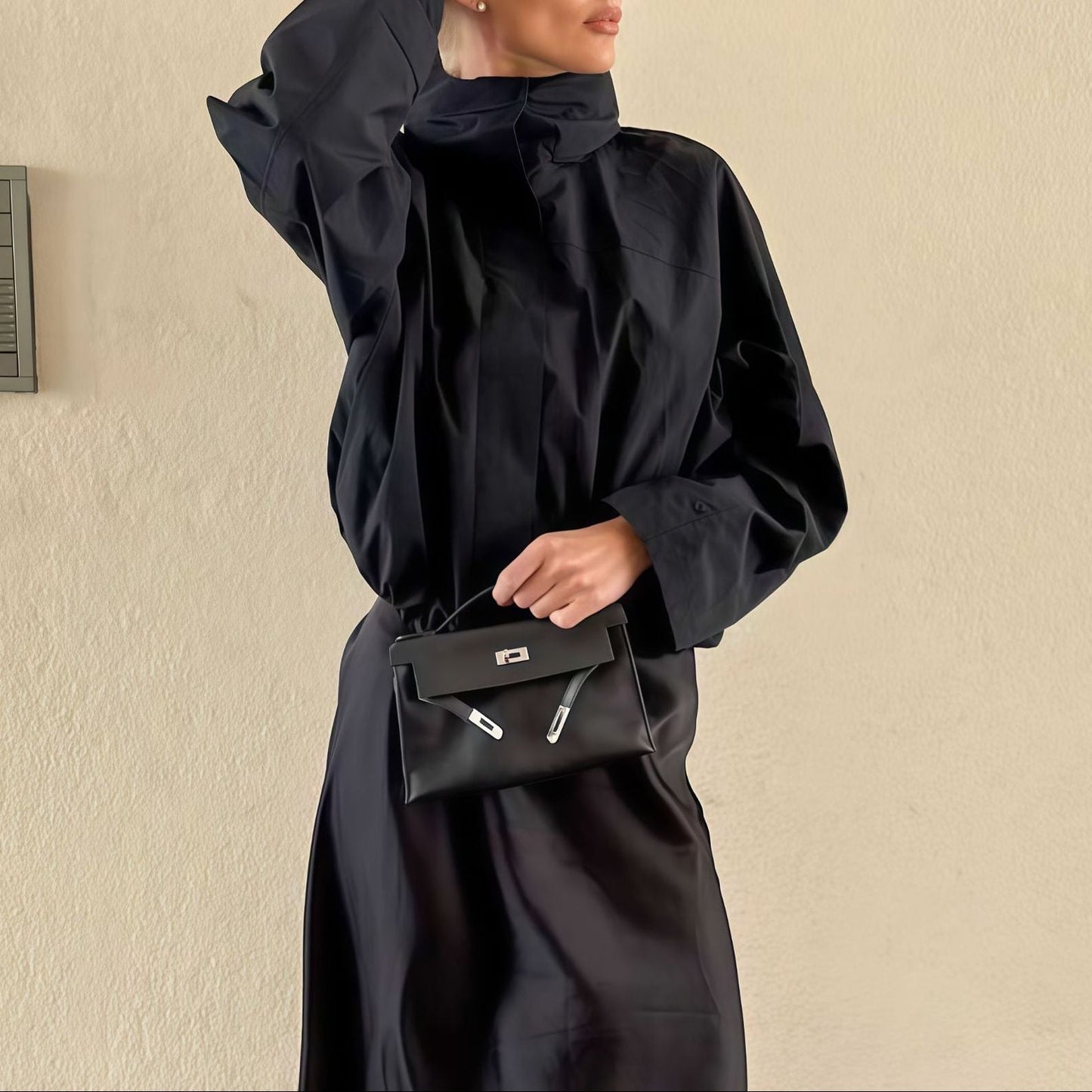WW | Damen Übergroße Funktionale Jacke mit Hohem Kragen