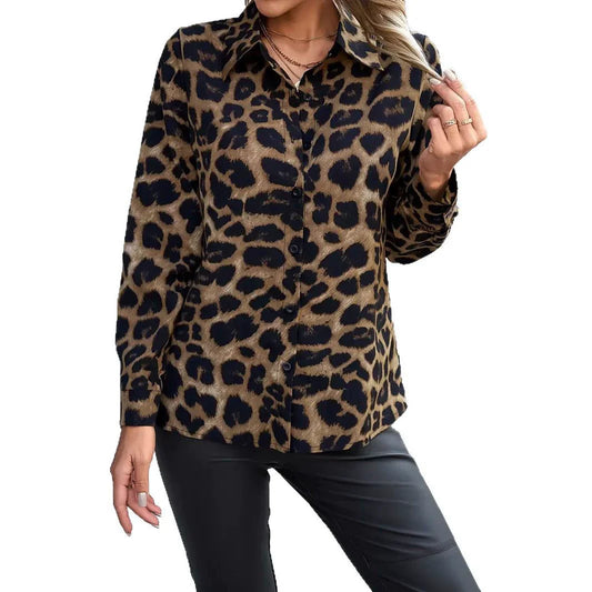 WW | Lapel Collar and Leopard Print Button Up