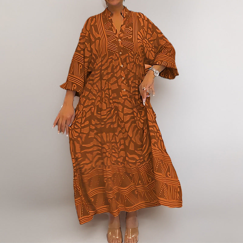 Damen Tunika-Kleid mit einzigartigem Grafikdruck und weiten Ärmeln WW