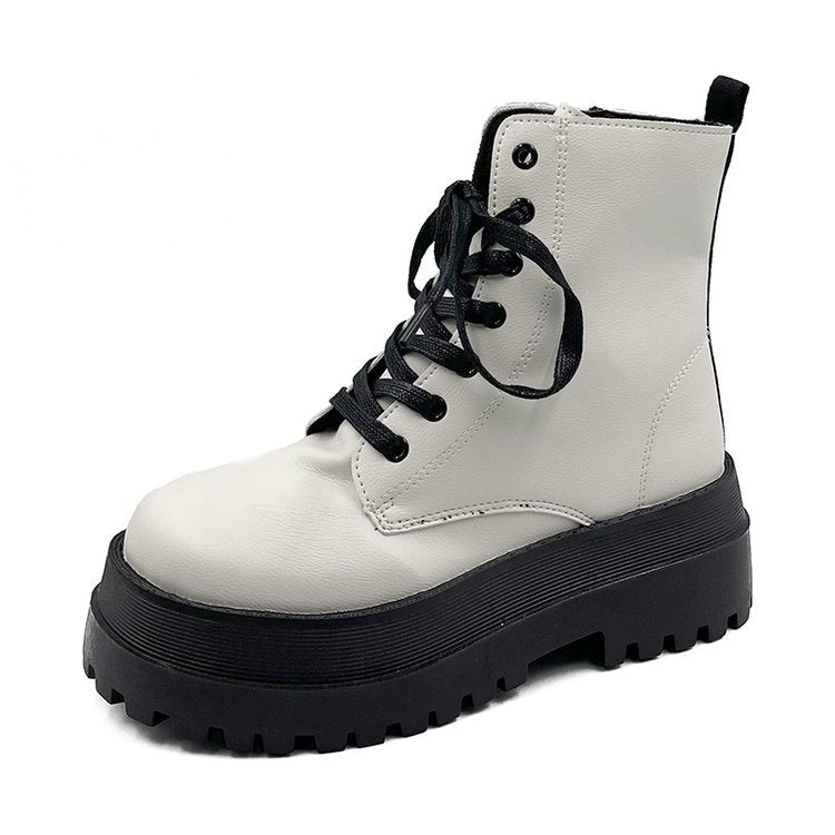 Damen Schnürstiefel mit robuster Plateausohle und elegantem Obermaterial W&W