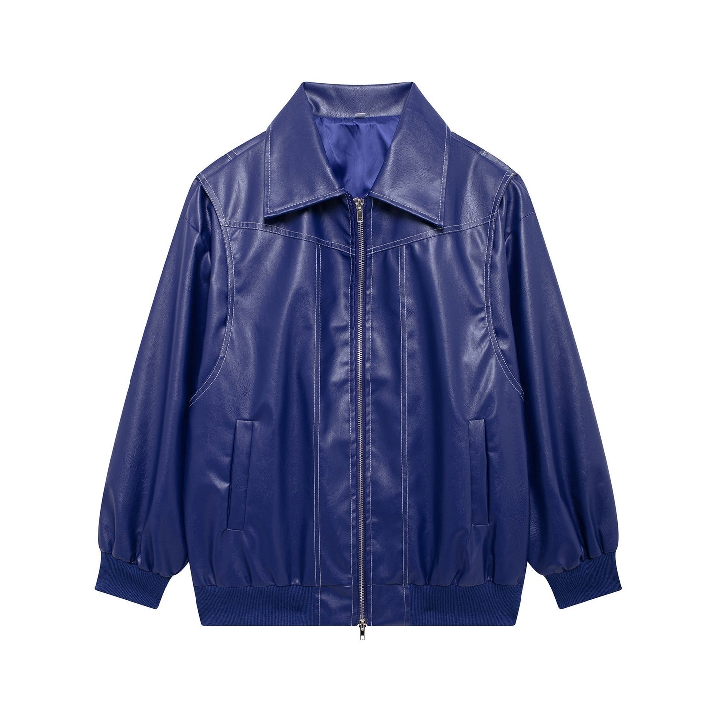 WW | Damen Faux Leder Jacke Elastische Ärmel