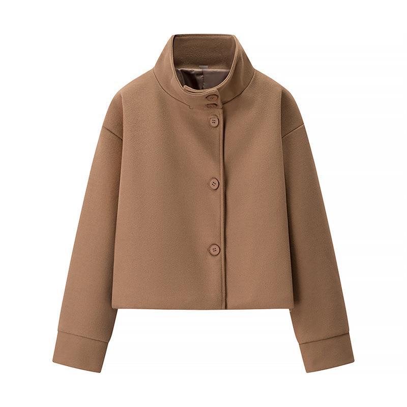 WW | Damen Stilvolle Gekürzte Jacke Hoher Kragen Design