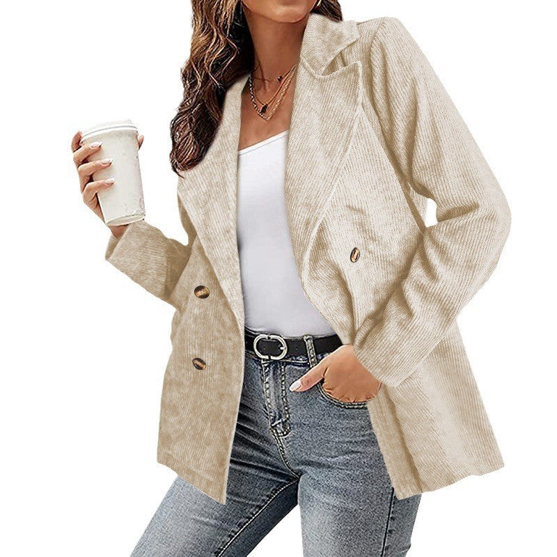 Damen Modernes Cordblazer mit lässigem Schnitt und praktischen Taschen WW
