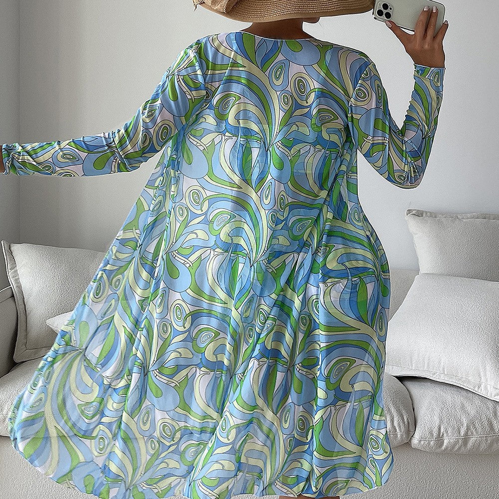 Damen Bikiniset mit schönem Bindeband und floralem Kimono WW