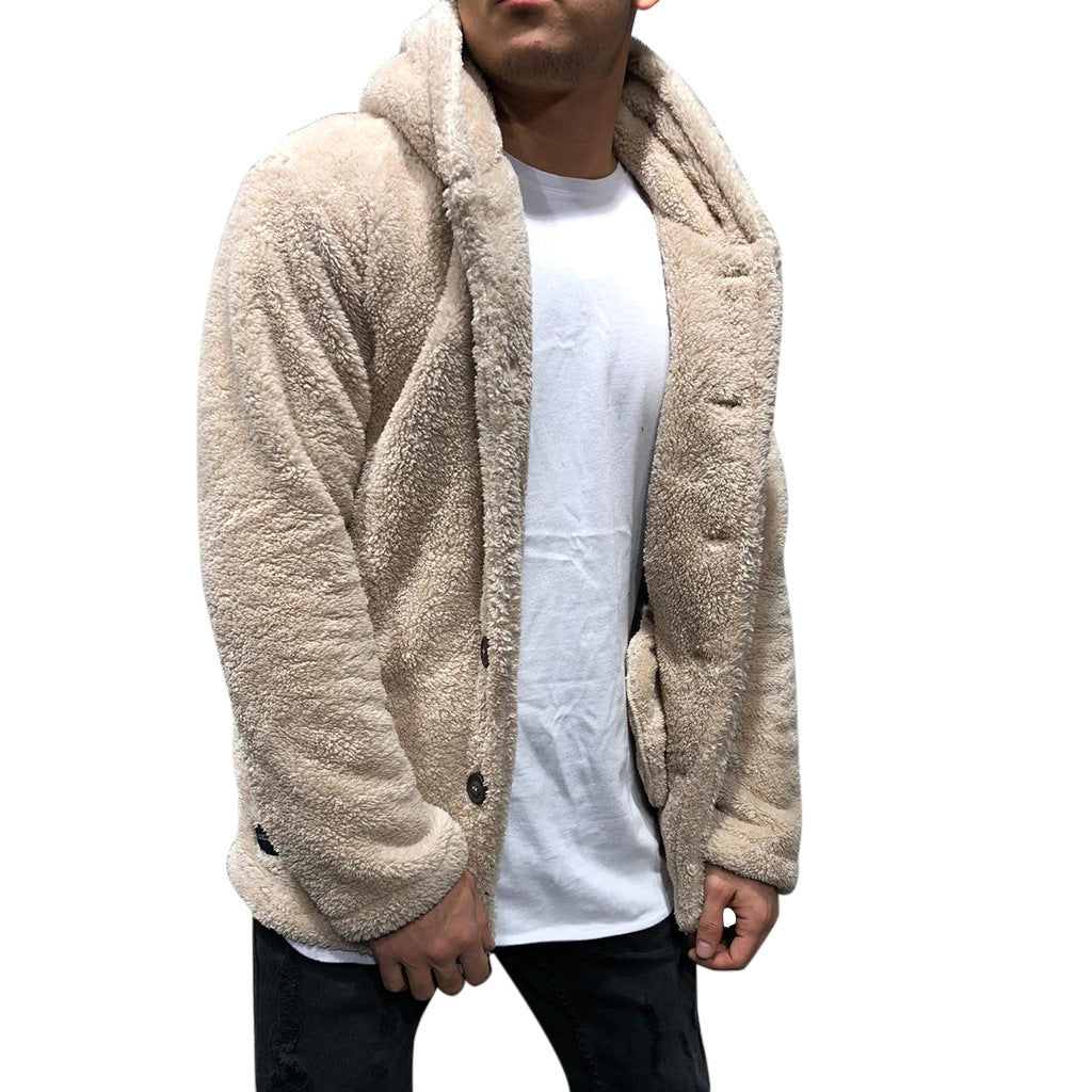 WW | Jacke mit Kapuze aus Plüschfleece, lockere Passform, Knopfleiste vorne