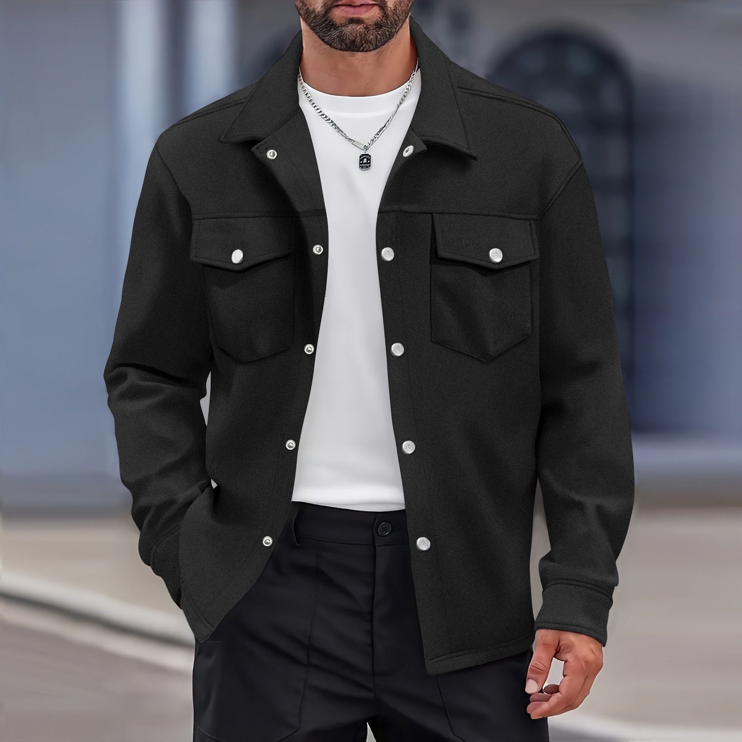 WW | Modern Fit Wool Feel Button Closure Chest Pockets