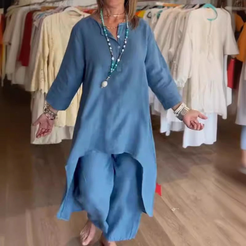 WW | Unifarbener Freizeitanzug Aus Leinen Für Damen