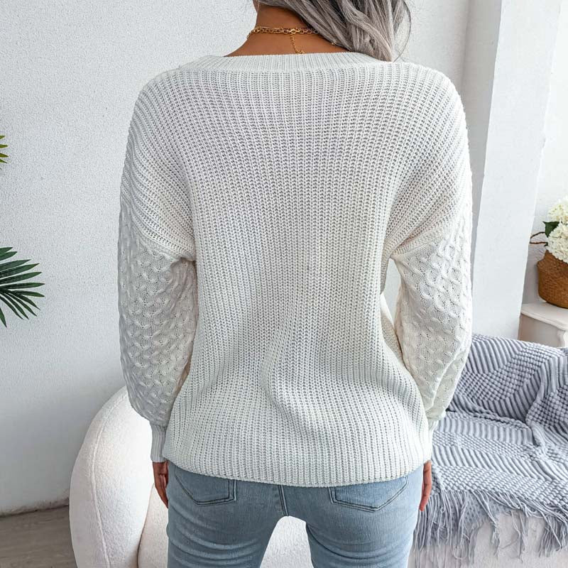 WW | Schlichter Pullover Aus Einfarbigem Strickdesign