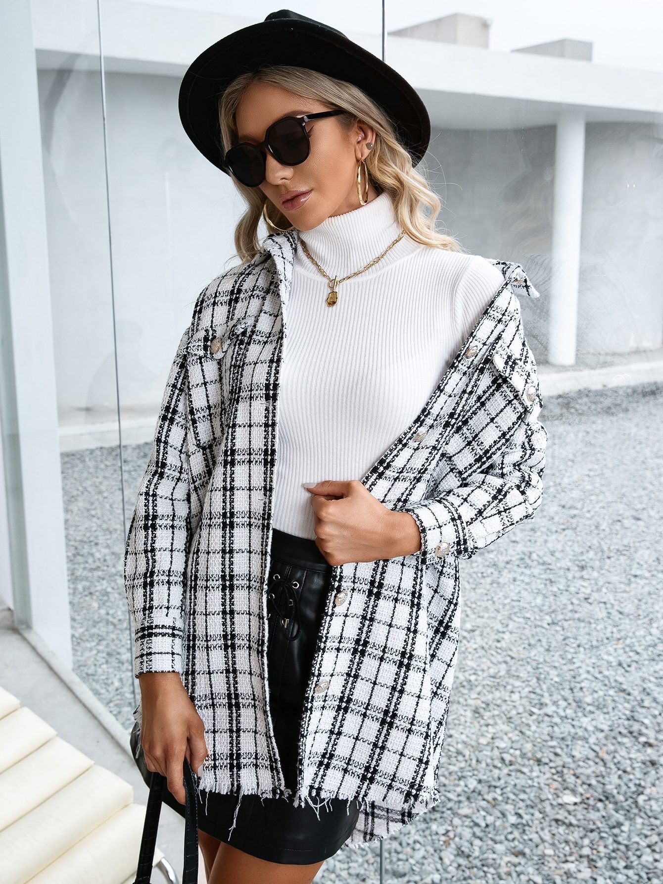 WW | Plaid Longline Shacket - Trendy & Lässig - Knöpfen - Leichte Herbstschicht
