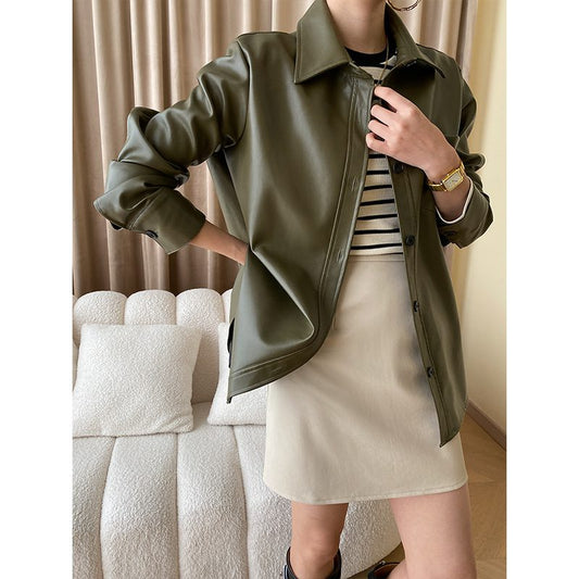 WW | Lederhemdjacke - Sleek Modern Look - Kunstleder - Vielseitiges Schichtungsteil