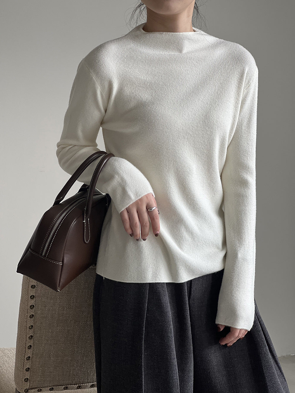 WW Halbturtleneck gebürsteter Soft-Touch-Pullover