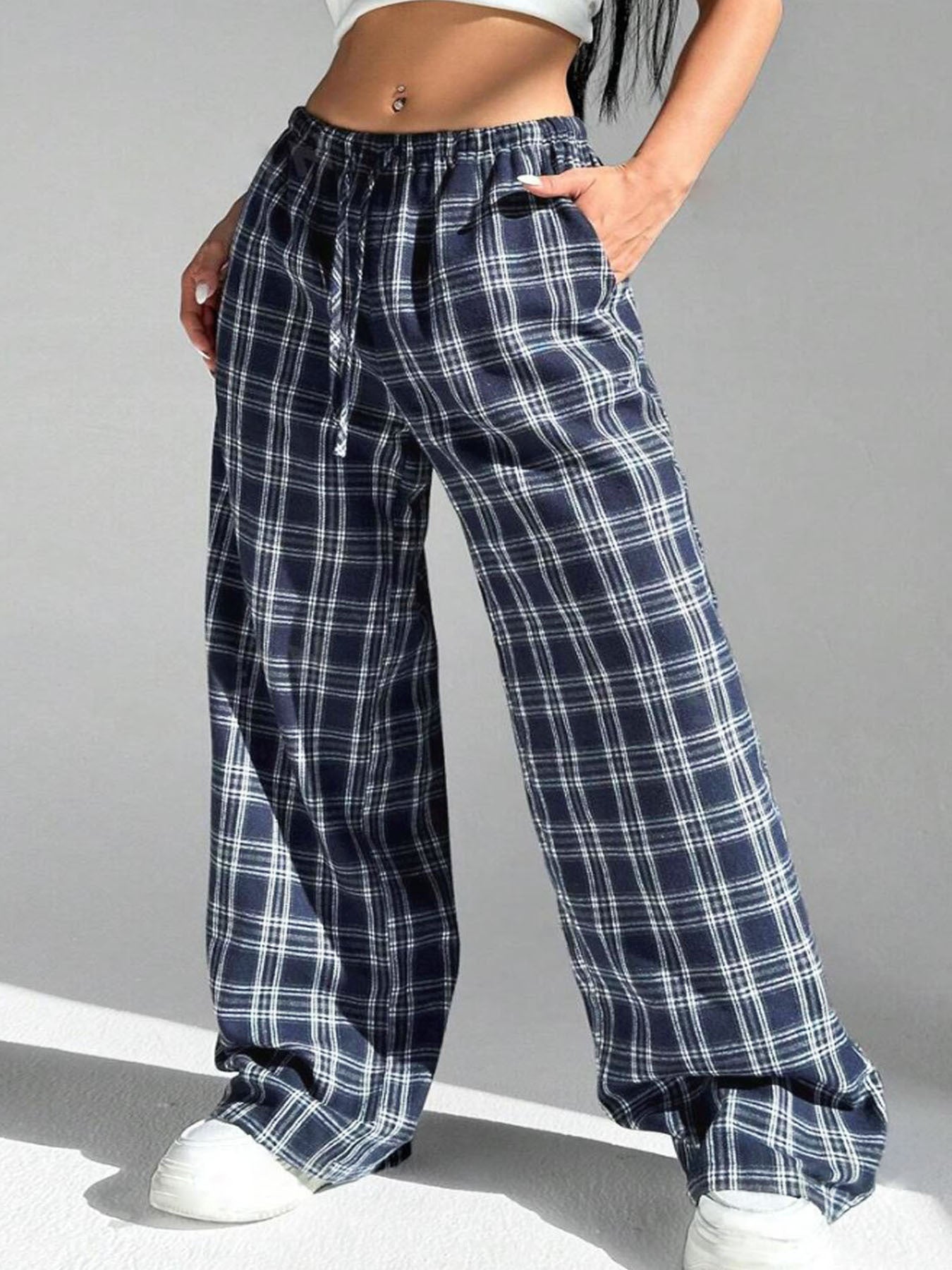 Women's Plaid Casual Trousers WW