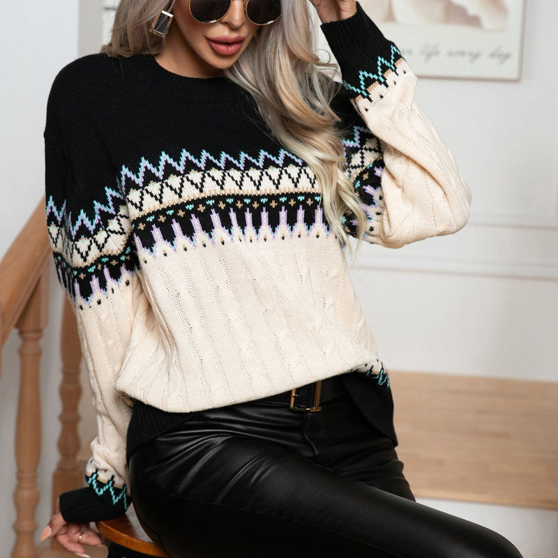 WW | Geometrischer Strickpullover mit Schickem Design