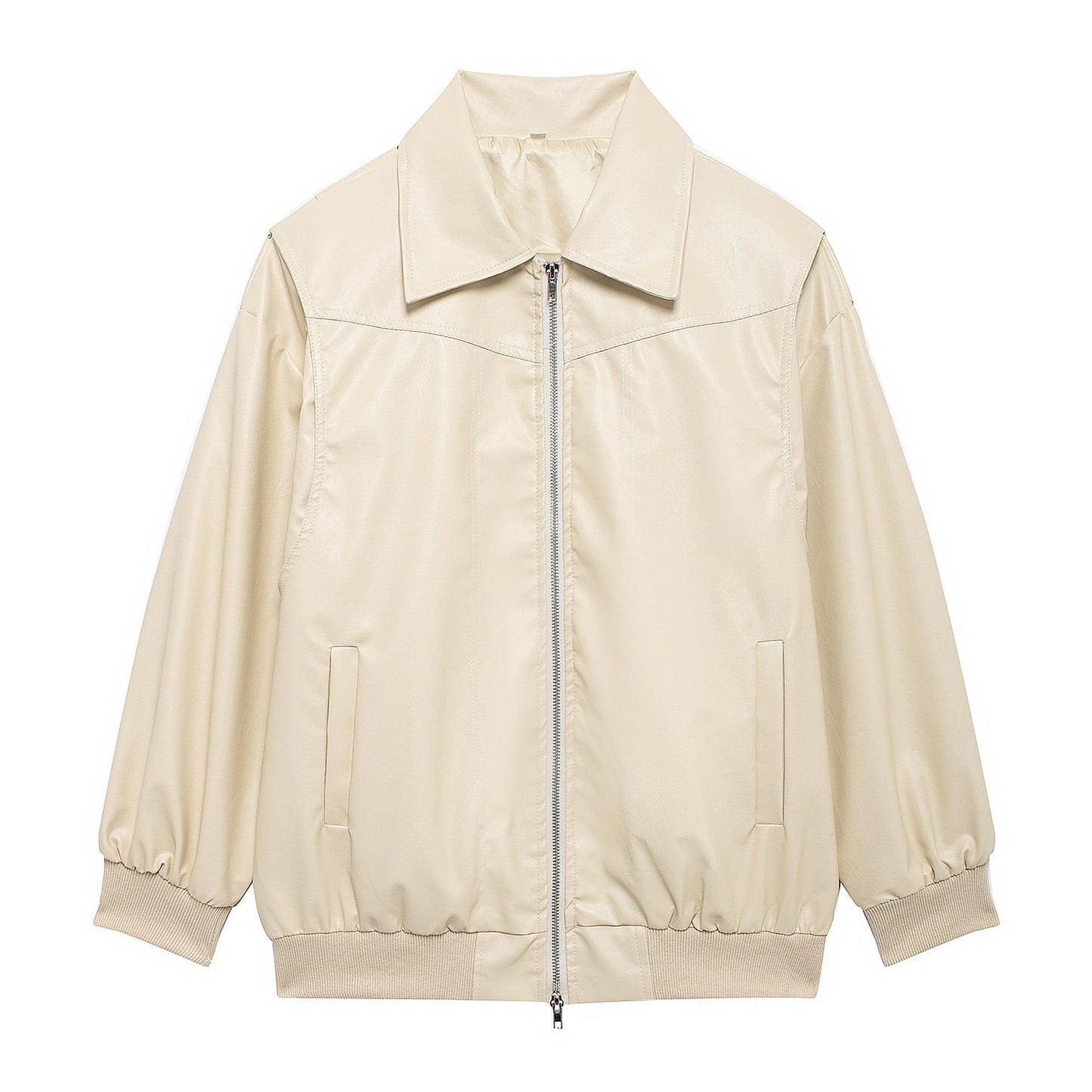 WW | Damen Faux Leder Jacke Elastische Ärmel