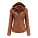 WW | Doppellagige Lederjacke mit Kapuze - Warmer und stilvoller Damenmantel