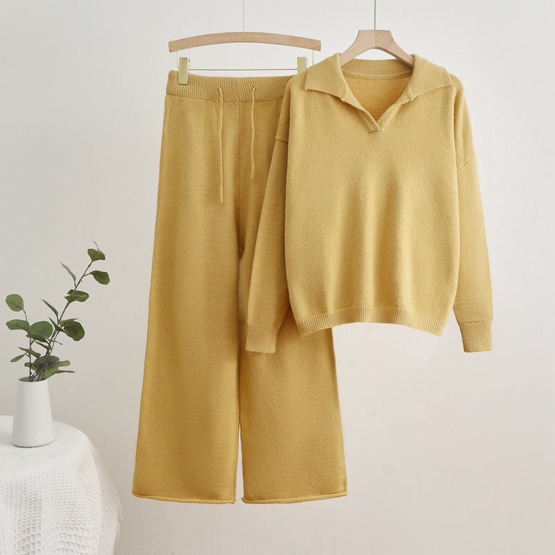 WW | Reverskragen Top und Kordelzug Weite Hose Set