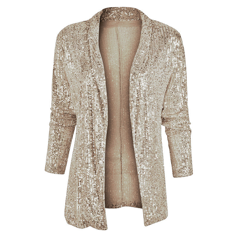 Damen Glamouröser Pailletten-Blazer WW