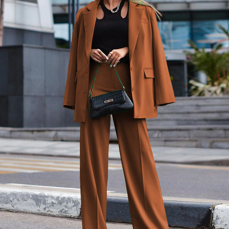 Women's Oversized Blazer and Wide-Leg Trousers Combination WW