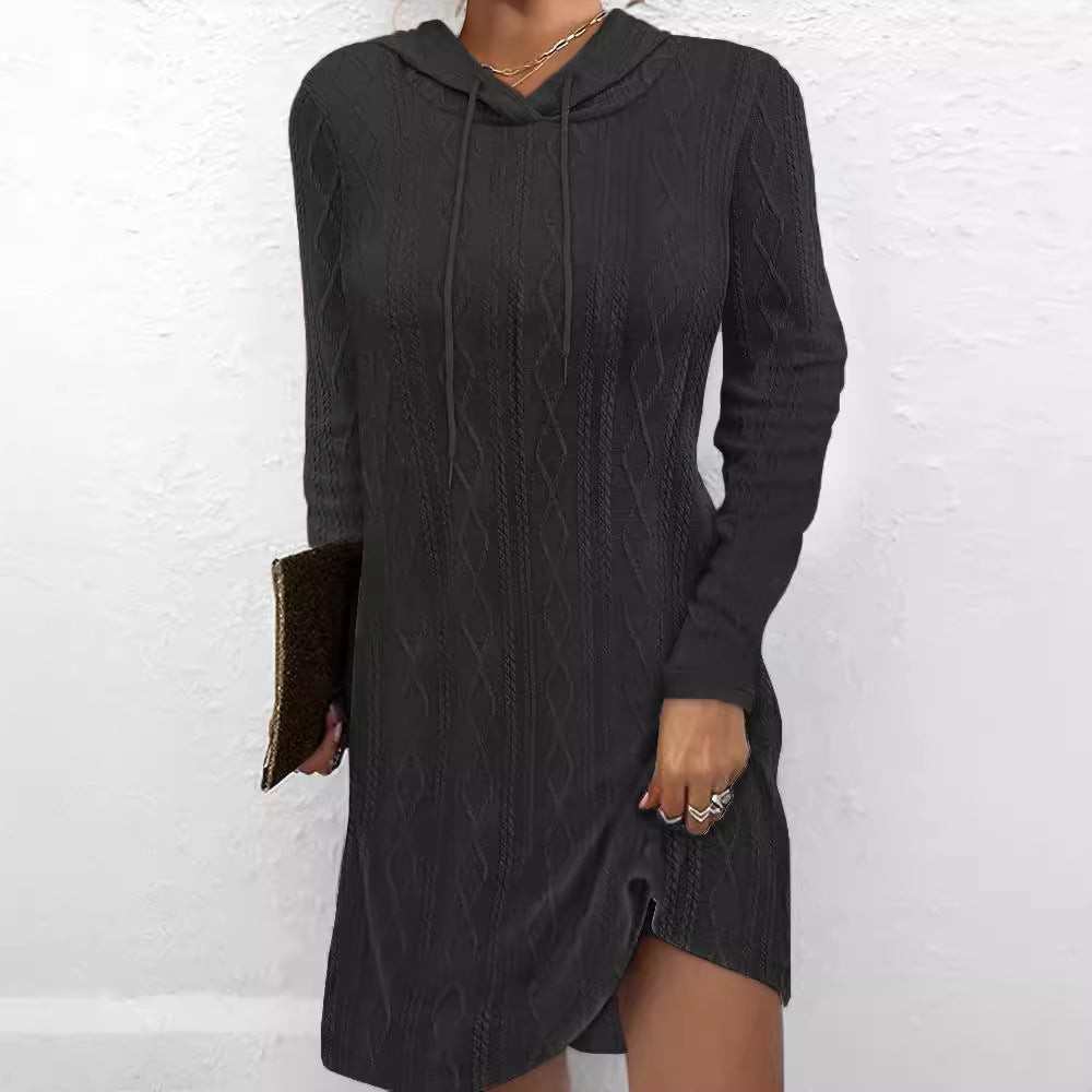 Damen Hoodie-Kleid mit Struktur und seitlichem Schlitz WW